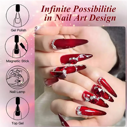WS 10ML Red Wine Cat Magnetic Gel Nail Polish Glitter Semi Permanant Soak Off UV LED Gel Varnish For Manicure DIY Nail Supplies