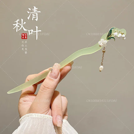 Chinese Style Hair Stick Glowing Lotus Lantern Hairpin Women Ancient Style Palace Lantern Hair Stick Flower Tassel Hair Insert