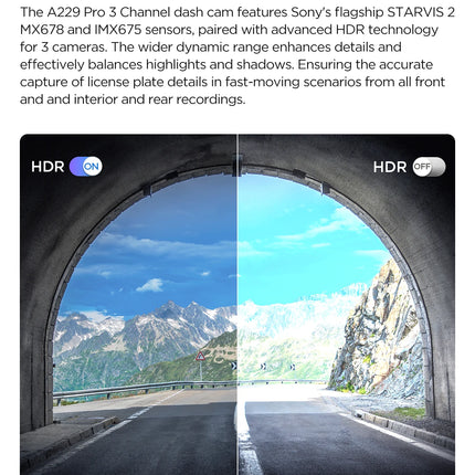 VIOFO A229 PRO Dashcam Front and Rear 4K+2K HDR Dual Dash Cam with Sony STARVIS 2 Sensors Super Night Vision Voice Control
