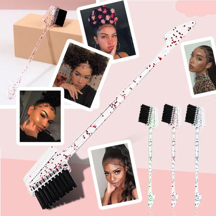 Dual Hair Edge Brush Teasing Comb 3N1 Edge Control Brush comb Holiday Gift Edges Baby Hair Eyebrow brush salon home easy use