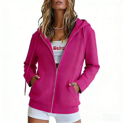 Spring Autumn Fashion loose zipper Hoodies Women cardigan coat Daily Long Sleeve tops Versatile Casual Hoodies Women Sweatshirt
