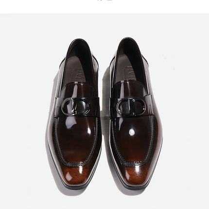 Men's Formal Shiny Handmade Leather Shoes Set Foot Business Casual Slip-on Shoe Shoes