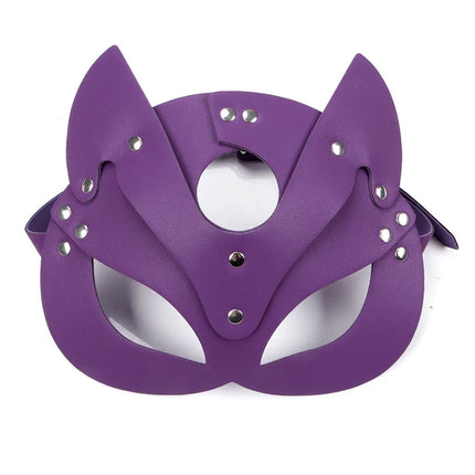 Women Sexy Leather Mask Half Face Fancy Masks Sex Toy Halloween Cat Mask Party Game Cosplay Masks With Collar Erotic Accessories