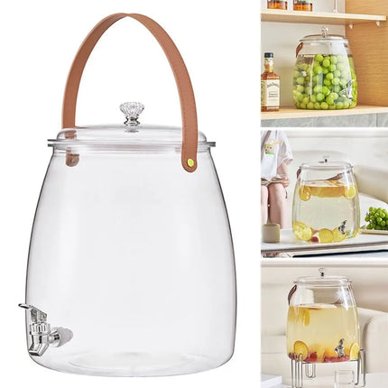3/5/9L Large Capacity Summer Cold Water Kettle with Tap Clear Fruit Tea Cold Brewing Kettle Drink Dispensers Refrigerator
