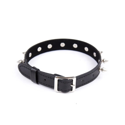 Black PU Leather Rivet Needle Thorns Collar Slave Fantasy Fetish Bondage BDSM Gear Bondage Neck Strap Sex Product for Couples