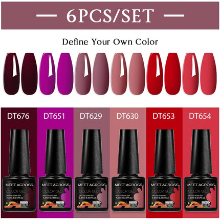 6pc Nail Gel Polish Set DIY Nail Art Semi Permanent UV LED Gel Kit For Nails Decoration Manicure Soak Off Painting Vernis Design