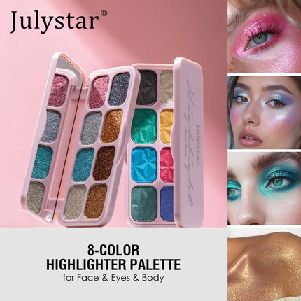 Creamy Eyeshadow Palette 8 Shade Set Buildable Sparkle and Highlight Easy Blend No Fallout for Woman Girl Quick Makeup Essential