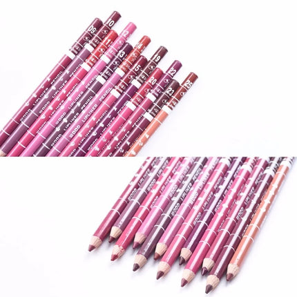 New 2025 Hot Sale New 12 Color 1Set Professional Metal Makeup Pencil Lipstick Suitable Women's Makeup Matching Lipstick Supplies