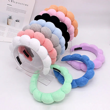 Women Girls Sponge Co Spa Makeup Bubble Terry Cloth Headband Puffy Retro Hair Bands Soft Hairband Headwear