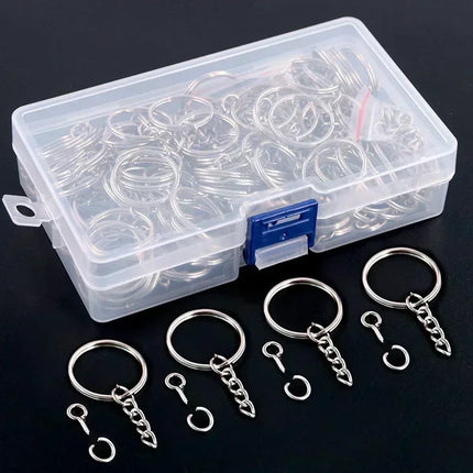 50-1000pcs Metal Blank Keyring Keychain Split Rings Keyfob Keyring Lobster Clasp Keychain Key Pendant Ring Stainless Steel Rings
