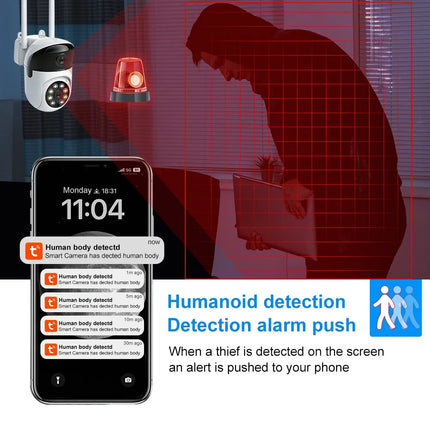 Indoor Camera Wifi Tuya Smart Life 6MP Dual Lens HD Dual Screen AI Auto Tracking PTZ Security Wireless Video Surveillance Camera