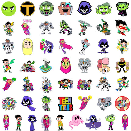 50pcs Teen Young Boy Titan Graffiti Sticker Skateboard Suitcase Guitar Kettle Deco Laptop Skin Waterproof Phone Case