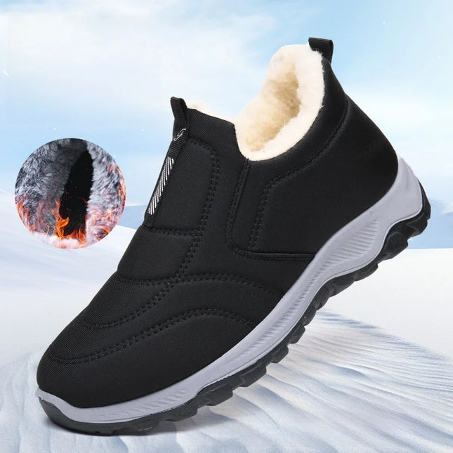 Women's Winter Cotton Shoes Comfortable Fashion Mom Thickened Fleece Warm Large Cotton Shoes Breathable Wear-resistant Low Heel