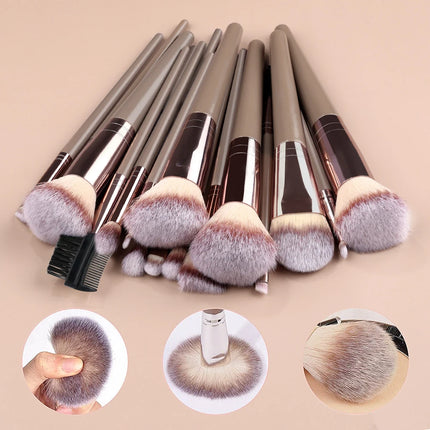 Professional Makeup Brushes Set 1-15Pcs Foundation Powder Contour Highlight Concealer Eyeshadow Brow Blending Brush Kabuki Tools