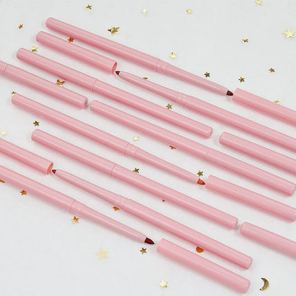 15colors Custom Bulk Lipliner Private Label Pink Package Vegan Lipstick Waterproof Rotating Multi-functional Lip Liner Makeup