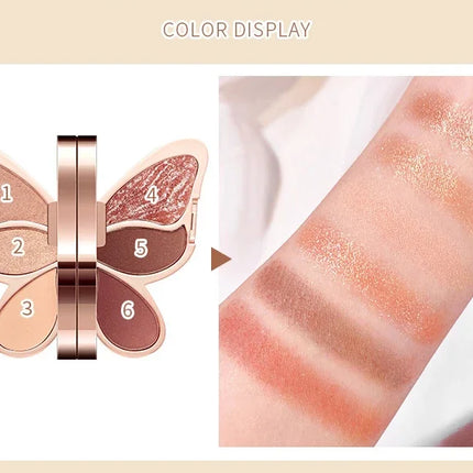 Butterfly Eye Shadow Six Color Eyeshadow Palette Easy to Color Glitter Matte Makeup Make-up For Women Korean Cosmetics Makeup