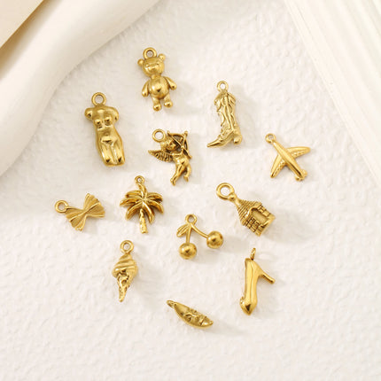 3Pcs Airplane/Body/Cowboy Boot/Ox Horn Charms Stainless Steel Waterproof Pendants DIY Earrings Necklace Jewelry Making Findings