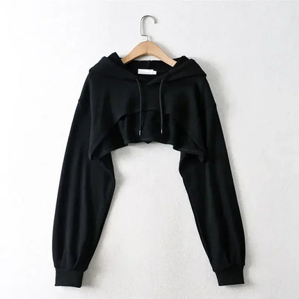 Y2k Hoodie Female Hoodie Personality Irregular Crop Ultra Short Style Long Sleeve Top Female Drop Shipping Sweatshirt Clothes