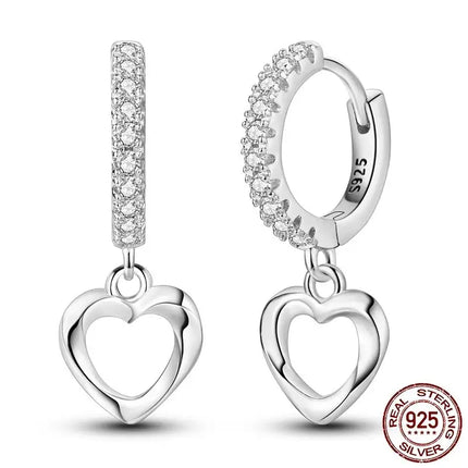 Luminous Shell Women Earrings Original 925 Sterling Silver Pave CZ Star Moon Hoop Earrings Engagement Wedding Jewelry