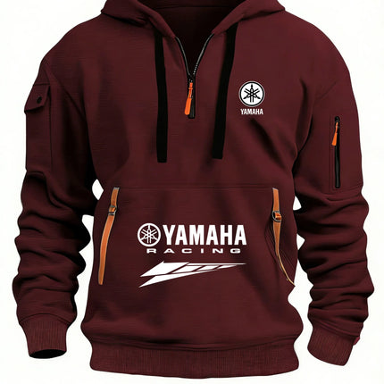 2026 New Yamaha Logo Racing Motorcycle Racing Outdoor Sports Men's Half Zipper Pocket Women's Large Hoodie