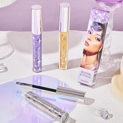 Diamond Mascara Shiny Galaxy Sequins Glitter Lash Mascara Eyelashes Waterproof Fast Dry Curling Thick Mascara Shimmer Makeup