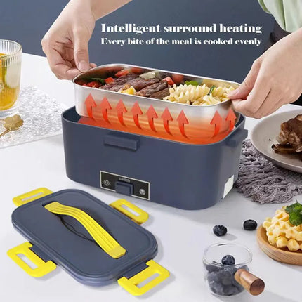 B59B-Portable Home Heating And Insulated Lunch Box EU Plug Stainless Steel Liner With Insulation Bag Portable Electric Lunch Box