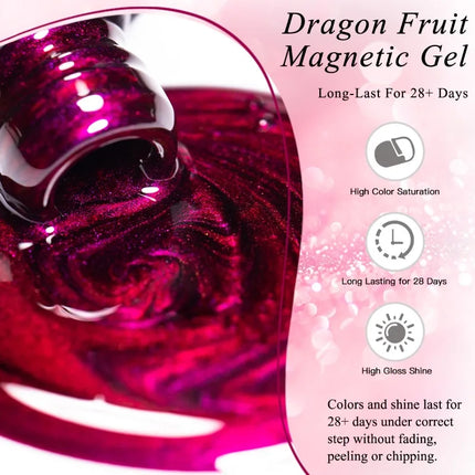 10ml Dragon Fruit Cat Magnetic Gel Nail Polish Red Jewel Effect Semi Permanent UV Gel Varnish Soak Off Nail Art Nail Supplies