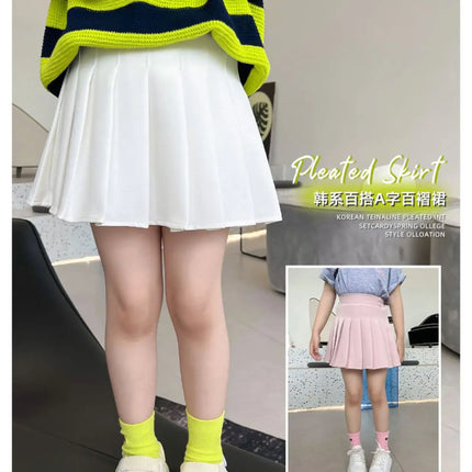 1pcs Spring Summer Girls Pleated Skirt Students Elastic A-line Skirt Kids College Style jk Skirts Childrens Fashion Short Skirts
