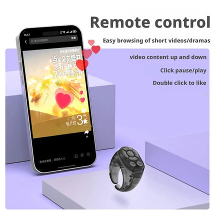 Transparent Scrolling Ring Remote for TikTok YouTube Instagram Video Scroller Page Turner Clicker Bluetooth Camera Shutter