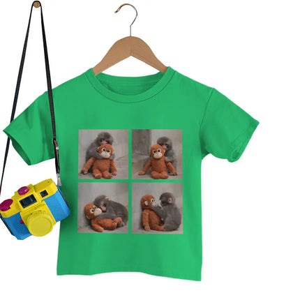 Harajuku Punch Monkey Streetwear Hipster Animal Lover Gifts T-shirts Women Men Round Neck Family Matching Clothing Kids Tshirts