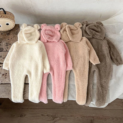 Baby Outfit Newborn Photography Props Mohair Knitted Bear Rompers Footed Jumpsuit Hat 2pcs/Sets Photography Clothing Accessories