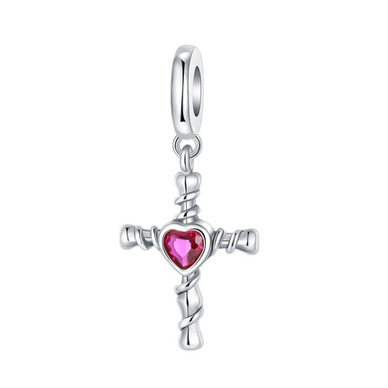 925 sterling silver wings Sister Cross pendant charms fit original 4mm Aperture bracelet charm beads necklace Diy female jewelry