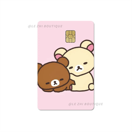 Japan Anime Cute Cartoon Bear Credit Debit Card Sticker Kawaii Bus Pass Diy Waterproof Small Chip Film Sticker Decoration
