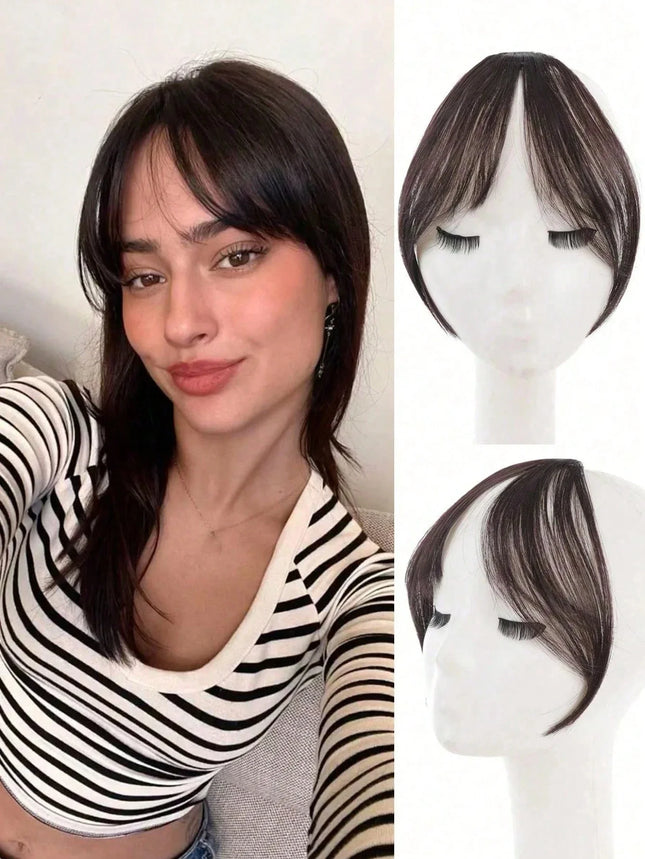 Synthetic Wig Middle-Part Bangs Hair Extensions Clip In Forehead Natural Seamless French Oblique Bangs Eight-Character Bangs