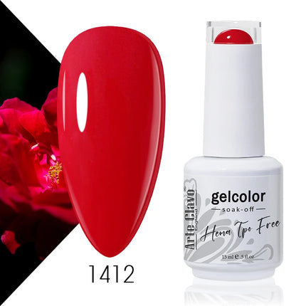 Arte Clavo Red Color Series Nail Polish UV Soak Off Varnish 15ml Manicure Nail Art Long-lasting Hema Tpo Free Gel Nail Polish