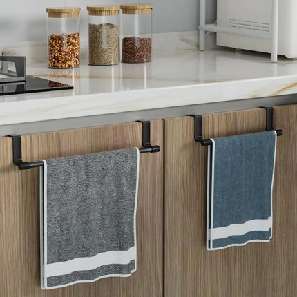 Over Cabinet Towel Bar Holder Kitchen Bathroom Storage Rack No Installation Required Door Hanging Towel Rack Storage Organizer