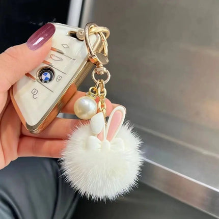 Korean Dopamine Influencer Cute Bunny Tiktok Doll Bag Plush Keychain Pendant Hairball