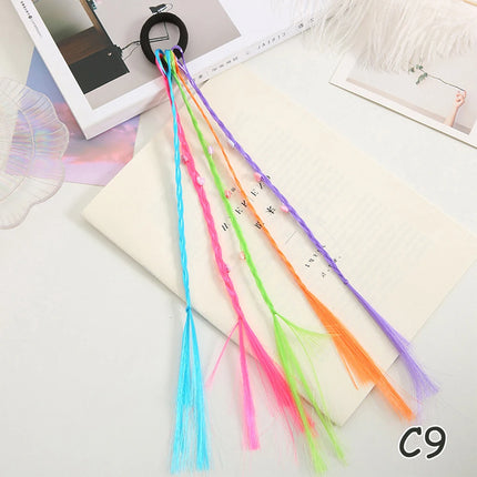 Synthetic Kids Colorful Wig Ponytail Headbands Rubber Bands Small Braids Hair Extension Hair Band Headwear Kids Hair Accessories
