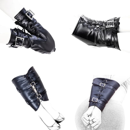 Unisex Leather Bondage Bracelets Set with Adjustable BDSM Handcuffs Dual Feet Cuffs for Couple Role Play Shame Sex Toys