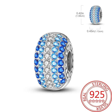 925 Sterling Silver Blue Ocean Series Beaded Charms  Pendant Fit for The Brand's DIY Bracelet Women Jewelry Girlfriend Gifts