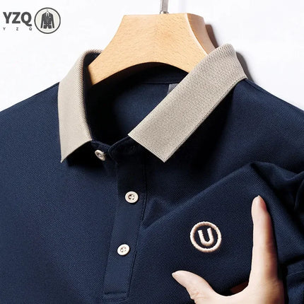 2024 Men's New Embroidered Cotton Business Casual Short Sleeve POLO Shirt Fashion Short Sleeve Comfortable and Breathable Top