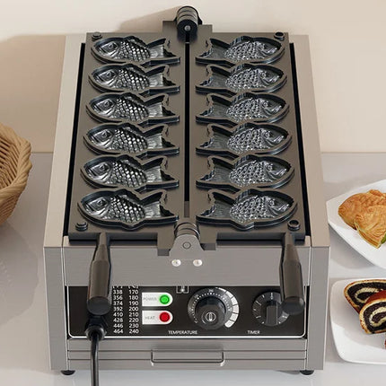 6-Pcs Electric Big Fish Waffle Maker | Taiyaki Machine with Fast Shipment | Non-Stick Regular Model for  Commercial Use