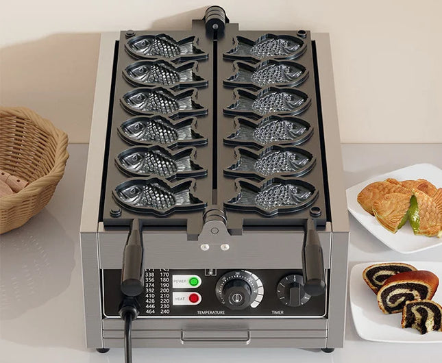 6-Pcs Electric Big Fish Waffle Maker | Taiyaki Machine with Fast Shipment | Non-Stick Regular Model for Commercial Use