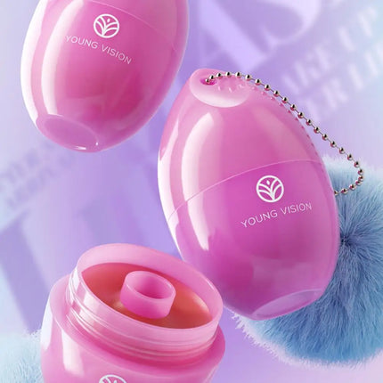 Fruit Flavored Lip Mask Egg Cherry Strawberry Blueberry Peach, Hydrating Reduces Lip Lines Lip Care, Portable Puff Ball Keychain