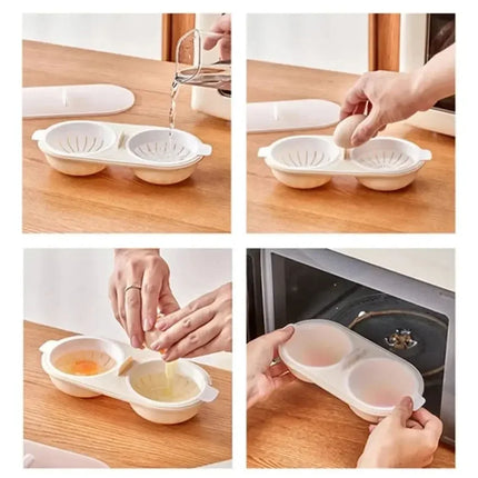 New Creative Egg Poacher Food Grade Pans Double Cup Egg Boiler Steam Microwave Oven Set Kitchen Cooking Tools kitchen tools