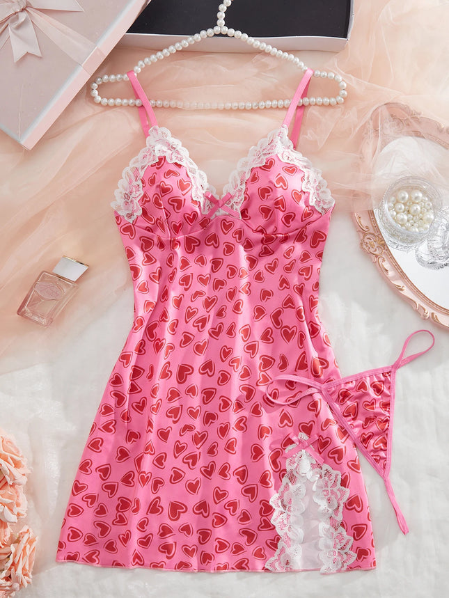 Leopard Print Dress Women's Strap Nightgown Two-Piece Set Costumes
