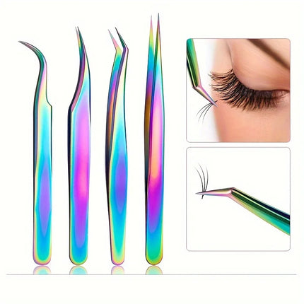 Precision Stainless Steel Eyelash Tweezers for Eyelash Extensions Nail Stickers And Rhinestones Straight Curved And Pointed