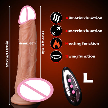 Sex Toys Thrusting Dildo Vibrator, Lifelike Heated Silicone Black Dildos with 10 Thrusting & 10 Vibrating Modes for G Spots clit