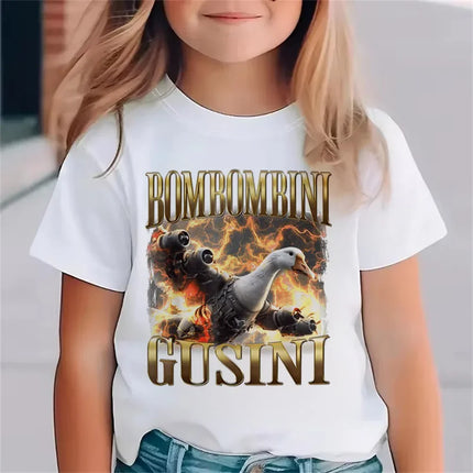 Children Unisex T-shirt Girl Boy Italian Brainrot Animals Kids Tung Tung Tung Sahur Short Sleeve Funny Meme Tee Summer Clothing