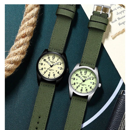 NIBOSI Fashion Luminous Watch Men Nylon Strap Auto Date Quartz Wristwatches Men Sports Military Watch for Men Reloj Hombre 2024